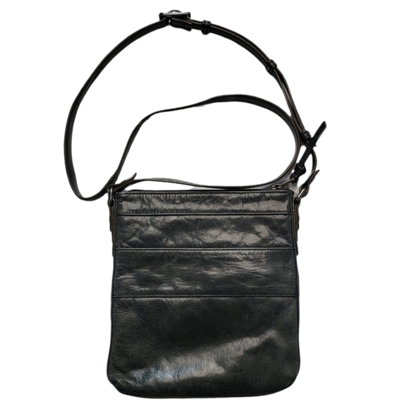 Elliott Lucca 8x9 Leather Crossbody Bag Brown Black Weave - Picture 3 of 6